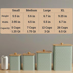 Kitchen Canisters for Countertop Set of 4 - Textured Iron Kitchen Canisters with Airtight Lids - Flour Sugar Canister Set - Flour and Sugar Containers Farmhouse - Coffee Jar for Counter - Green Jar x4