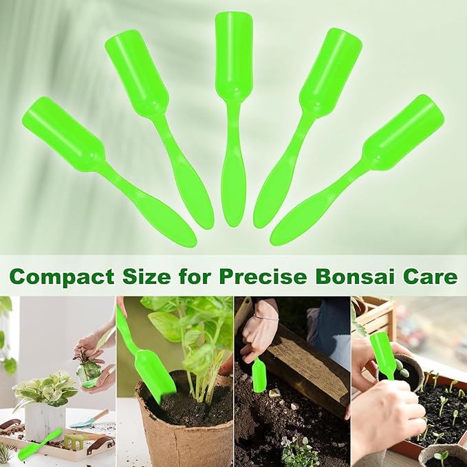 10-Pack Mini Gardening Shovel Spoons, Plastic Garden Soil Scoops for Cultivation Digging Transplanting/Flower Planting/Plant Succulent, Colorful Small Gardening Tools [Green]