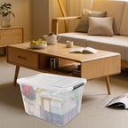 Cand 4 Packs 70 Quart Plastic Storage Box with Wheels, Large Lidded Storage Bins, Clear