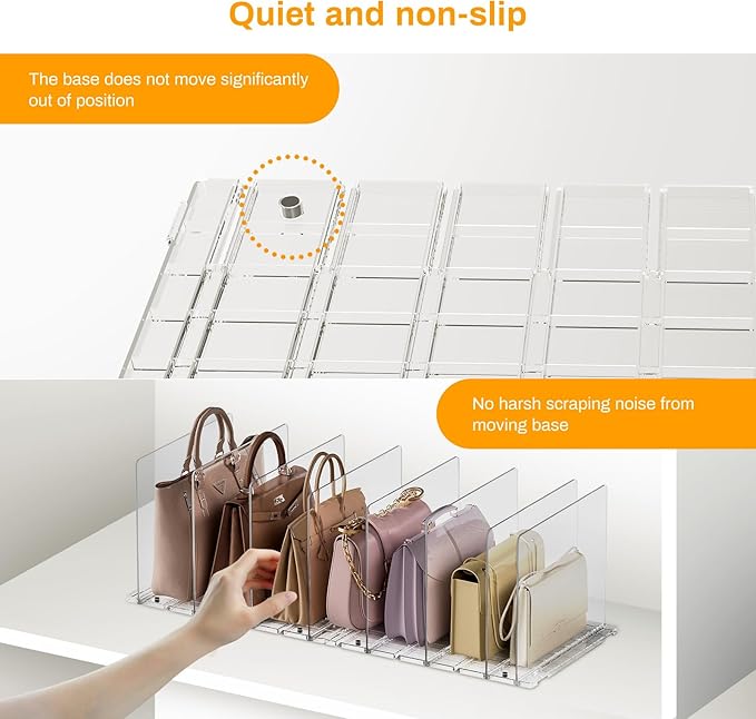 Purse Organizer for Closet Organizers and Storage, Adjustable Clear Shelf Dividers for Purse Organizer for Closet, Closet Shelf Organizer Suitable for Bookshelf Dividers, Bedroom, Offices(4 Set-Small)