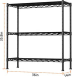 Soywey 3-Shelf Adjustable Heavy Duty Storage Shelves,36" Wx14 Dx35.8 H Metal Organizer Wire Rack for Laundry Bathroom Kitchen Pantry Closet Garage Shelving Black