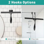 Shower Squeegee for Glass Doors,10-Inch Shower Glass Squeegee, Matte Black Shower Squeegee for Shower Doors,Mirror,Windows, with Shower Door Hook and Adhesive Hook