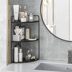 Forest Angle Bathroom Counter Organizer,Countertop Organizer,Vanity Organizers,Bathroom Storage,Bathroom Sink Caddy,Counter Shelf,Corner Counter,Corner Shelves(Black)
