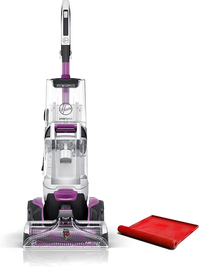 Hoover SmartWash Automatic Carpet Cleaner Spot Chaser Stain Remover Wand, Purple, Large & Oxy Spot Chaser Refill, 32 oz, AH31604, White & Pet Carpet Cleaning Solution, White, 128 fl oz