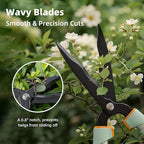 PrunePro Extendable Hedge Shears (27"-35") | Wavy Stainless Steel Blades | Teflon Coated for Smooth Cuts | Lightweight Adjustable Garden Clippers for High Hedges & Bushes