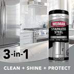 Weiman Stainless Steel Cleaner, 30 Count Wipes, Anti-Fingerprint, Removes Grease, Water Spots, Streaks & Residue, Polishing Cleaner Safe for Appliances, Chrome, Sinks & Grill Exteriors