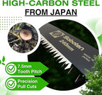 Saboten Japanese Pruning Saw 9.4 in (240mm) – Fluorine-Coated High-Carbon Steel Blade, 7.5mm Tooth Pitch, Smooth Pull Cuts, Wooden Handle, Wood Sheath Included, Made in Japan