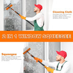 36FT Reach High Ceiling Duster Kit, Window Cleaning kit with 7-30FT Extension Pole, Fan Duster for Ceiling Fan Blades, Microfiber Feather Duster, Rotatable Window Squeegee and Cobweb Duster