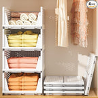 Neprock Stackable Plastic Storage Drawers for Closet Organizers and Storage,4 Pack Open Storage Bins Closet Shelf Clothes Organizer for Closet Wardrobe(4L)