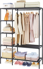 Dttwacoyh Portable Closets for Hanging Clothes, Clothing Rack with Shelves,Easy to Assembly,Suitable for Cloakroom,Bedroom,Living Room,etc.Black