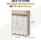 StorageWorks Toilet Paper Storage Baskets with Dual Flip Lids, Toilet Paper Organizer for Bathroom, Toilet Paper Container with Side Pocket, Holds 15 Mega or 20 Regular Rolls, Large, Light Khaki