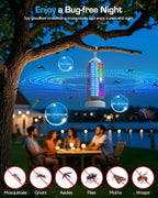 (2 Pack) Bug Zapper Outdoor with Marquee Light, Cordless Mosquito Zapper, 4000mAh Rechargeable Bug Zapper Indoor, Auto On/Off Waterproof Mosquito Trap Fly Zapper for Patio Backyard Kitchen Camping