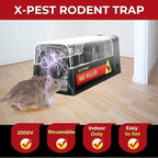 X-PEST Electronic Rat Trap 2 Pack – Big Size Electric Mouse Trap Zapper for Indoor Use, Reusable Rodent Trap, No Touch No See, Effective Mice & Rat Control