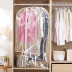 BALEINE 40'' Clear Garment Bags, 2 Packs PEVA Dress Bag for Closet Clothes Dresses Suit Coats Storage (Clear, 2PK)