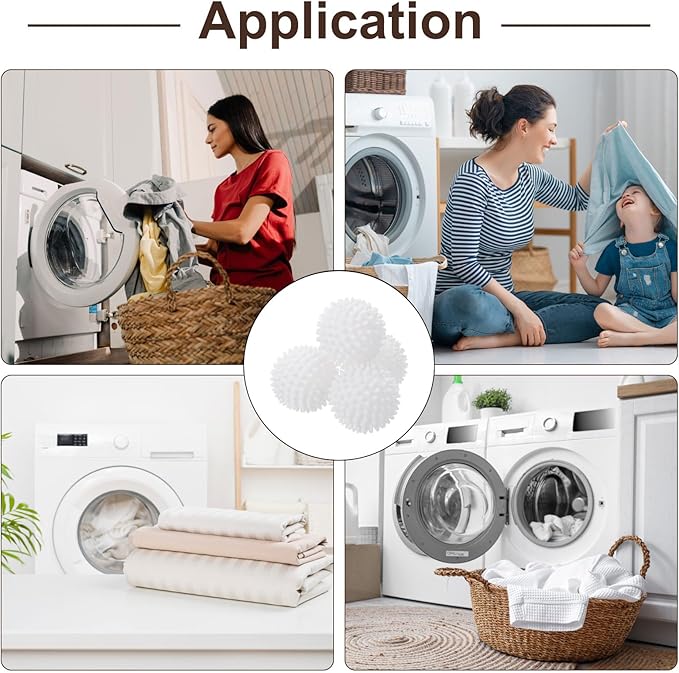uxcell 4pcs Reusable Laundry Dryer Balls Vinyl Drying Balls for Reduce Wrinkles Static Fabric Softener Reduce Drying Time Save on Energy, White