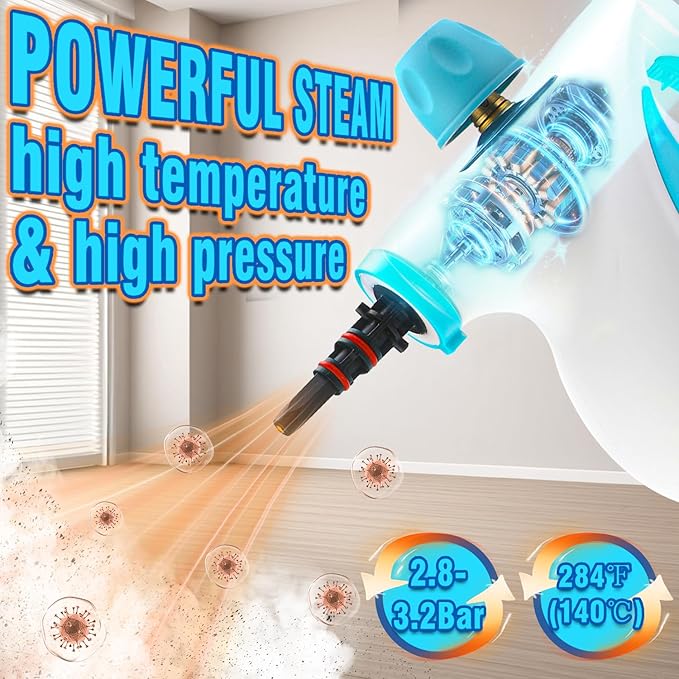 Steam Cleaner, Pressurized Handheld Steam Cleaner for Home, Multi-Surface Steamer for Cleaning with Safety Lock, Portable Cleaning Steamer for Kitchen, Bathroom, Car, Grout, Upholstery and Clothes