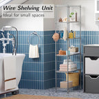 Homdox 6-Tier Storage Shelf Wire Shelving Unit Free Standing Rack Organization with Adjustable Leveling Feet, Stainless Side Hooks, Silver