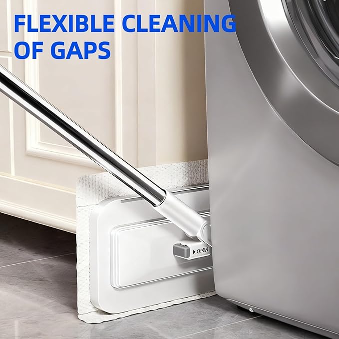 No Wash, Cloth Changing Mini Mop | Automatic Click on Lazy Mops for Kitchen Counter, with Snap-Grip System Multi Surface Floor Cleaning (1 mop + 20 Cloths)