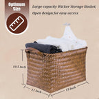 BROWNLILY Handwoven Clothes Basket Laundry Hampers Large Wicker Storage Baskets for Shelves Blankets Closet Storage Bins Car Bedroom Bathroom Organizers and Storage Bath (9, Brown)
