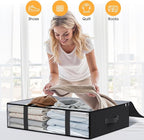 StorageRight Under Bed Storage Bags 8 Pack, 40L Large Clothes & Comforter Storage Containers with Clear Window, Breathable Fabric Organizer for Blankets, Bedding, Seasonal Clothing, Black
