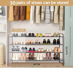 KEETDY 4-Tier Long Shoe Rack for Closet Metal Shoe Organizer for Entryway, Wide Stackable Shoe Storage Shelf with Sturdy Wire Grid for Closet Floor, Bedroom, Black