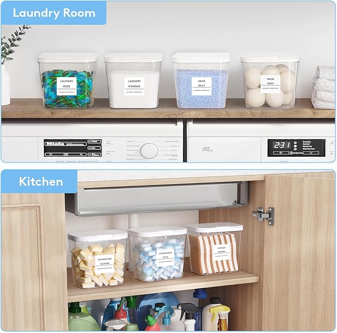 Lifewit Laundry Pods Container with Pop-up Lid, Coffee Pod K Cup Storage, Laundry Room Organization, Dryer Sheet Holder for Washing Powder Detergent, 2700 ml/0.72gal, 5PCS