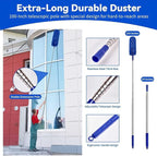 Dusters 6-in-1 Kit, Duster with Extension Pole 100 Inches, Dusters for Cleaning, Cobweb Duster, Microfiber Feather Gap Duster Cleaner for Fans, Blinds, Cars and Furniture