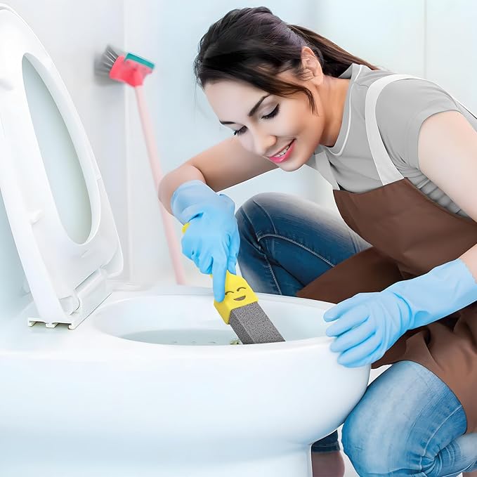 WISYOK 12 Pack Toilet Pumice Stone with 2 Handle, Hard Water Ring Calcium Buildup Remover, Grey Pumice Stone for Bathroom, Sink, Bathtub, Pool, Grill Cleaning