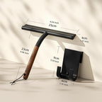 Shower Squeegee for Shower Glass, Bathroom Glass Cleaning Tool with Hook Mount, Squeegee for Glass Doors, Window Cleaning, Tile Shower Walls (Black+Wood)