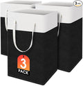 TasticTotes laundry basket 3-Pack, laundry hamper, Hamper with handles, collapsible laundry baskets, Waterproof dirty clothes hamper, Towel Storage for Home or Dorm, 75L-Black