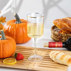 Ciaell 12 Pack Plastic Wine Glasses - 10 Oz Plastic Wine Glasses with Stem - Gold Rim Disposable Cups for Parties & Weddings & Poolside & Toasting & Outdoors & Thanksgiving
