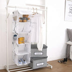 BrilliantJo 5 Shelves Hanging Closet Organizer, 2 Pack Hanging Storage with 6 Side Pockets for Clothes Shoes, 43"x12"x12"(Marblizing)