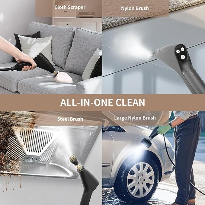 Steam Cleaner, 2500W High Pressure Steamer for Cleaning, 6-Level Adjustable Handle, 10s Fast Heat-Up, 250°F Deep Cleaning for Home, Kitchen, Car, Dirt, Grease, Grout, Tile