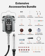 VEVOR Flex Shaft Grinder, 125W 18000RPM Electric Flex Shaft Rotary Tool, Foot-Pedal Control Hanging Carver Grinder with 112PCS Accessory Kit for Sanding Buffing Polishing Cutting