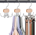 3 Pack Tank Top Hangers, 2026 Upgraded Bra Hanger for Closet Organizer & Storage, 360° Rotating & Foldable Design, Wooden Space-Saving Hanger for Tank Tops, Bras and More (Natural)