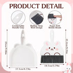 Ouligay Portable Mini Dustpan and Brush Set,Cute Small Broom and Dustpan Set with Durable Brush,Lightweight Dust Pan and Broom Set for Desktop Small Space Cleaning(White Rabbit)
