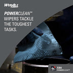 WypAll PowerClean X80 Cloths Heavy Duty Wipes (41043), Jumbo, Extended Use Towels, Blue (1 Roll of 455 Sheets, 455 Sheet Total)