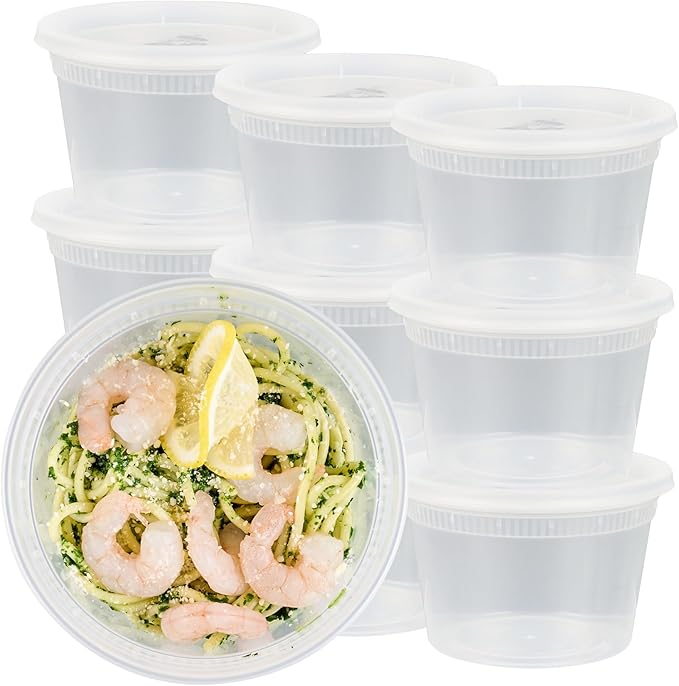 Restaurantware-Asporto 16 Ounce To Go Boxes, 100 Microwavable Round Soup Containers - Clear Plastic Lids Included, Do Not Contain BPA, Clear Plastic Soup Containers, Disposable