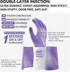 Vgo... Household Cleaning Gloves,Double-layer,Lined Dishwashing Gloves,Long Sleeves for Kitchen,Bathroom Cleaning(TP1117)