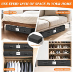 SpaceWhisper 90L Under Bed Storage Containers, 2-Pack Storage Bins with Clear Top, Foldable Closet Organizers and Storage with Label Holder for Clothing, Blankets, Comforter & Pillows(Black)