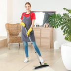 Multifunction Silicone Broom, 54 Inch Long Handle Silicone Floor Squeegee Broom, Sweep and Scrape 2 in 1 Household Cleaning Broom for Floor, Bathrooms, Kitchens, Showers, Tile, Pet Hair, Black Grey