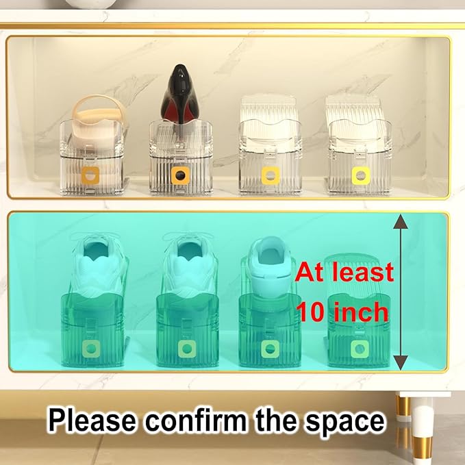 6Pack Shoe Slots Organizer for Closet Shoe Stacker Shoe Rack Organizer for Closet Space Saver Storage Holder Organization (Clear)
