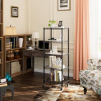 Golpart Small 5 Tier Shelves Storage Wire Shelving Unit Metal Shelf Adjustable Organizers Storage Shelving with Wheels for Bathroom Laundry Room Kitchen Pantry12”D x 18”W x 57.2”H Black