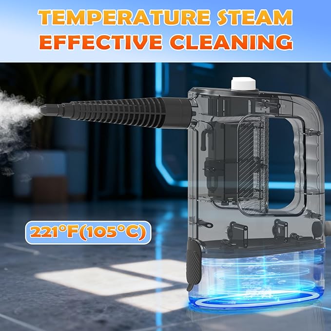 Steam Cleaner, 3-Level Adjustable Handheld Steam Cleaner, 15s Heat-Up, 400ML Large Capacity Steamer Cleaning with 14 pcs Accessories, Portable Steam Cleaner for Home for Dirt, Grease, Tile,Floor, Car