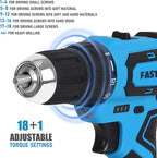 FASTPRO 232-Piece 20V Cordless Drill Driver & Home Tool Set, Home Repairing Tools Kit with Drill, 12-Inch Wide Mouth Open Storage Bag, Blue