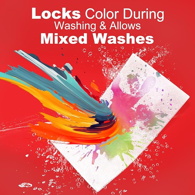 50 pcs Coloring-Catcher Sheet for Laundry,Color Grabbers Laundry Sheet,Allow Mixed Washes and Prevents Color Runs,Fragrance Free Color Absorber Sheets for Family No Fluorescent Agent