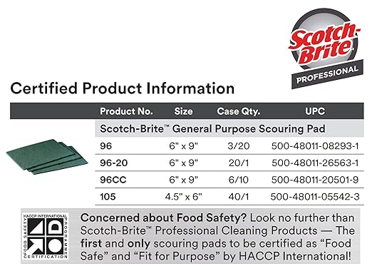 Scotch-Brite General Purpose Scouring Pads 105, Green, 4.5" x 6" Cleaning Scrub Pads (Pack of 40)