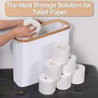 efluky Toilet Paper Basket 28L, Toilet Paper Holder with Lid for Bathroom, Free Standing Storage Organizer Holds Up to 9-12 Rolls (White, 1)