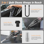 BSRCO Handheld Vacuum Cordless Rechargeable with LED Light, Car Vacuum Portable Cordless, Hand Vacuum Cleaner Car Seats, Home, Quick Cleanup, Strong Suction, Lightweight（Marengo）