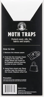 Grandpa Gus's Clothes Moth Traps, Potent Pheromone Sticky Glue Traps for Case-Making and Web Spinning Moths, Moths Repellent for Clothing, Closets & Carpets, Pack of 6